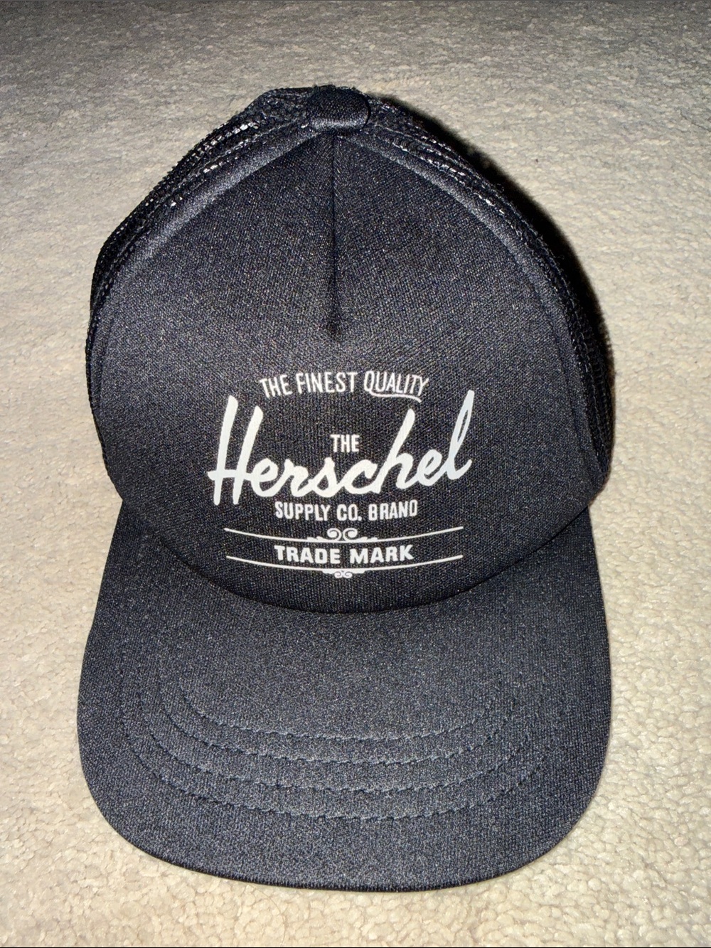 Herschel Supply Company Black and White Script Trucker Hat